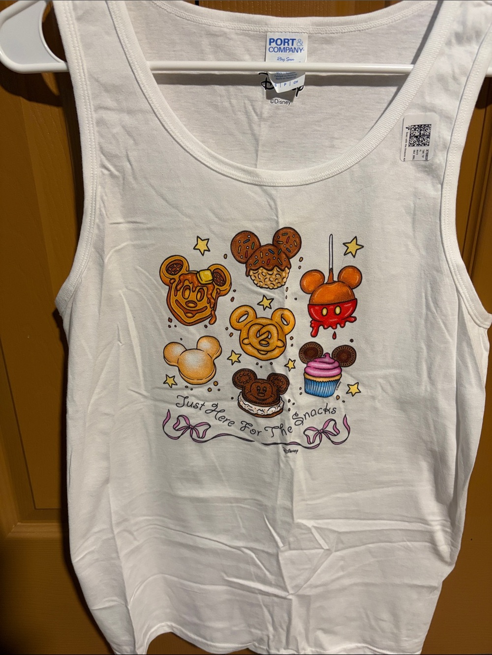 Disney Kids White Tank Top with Snack Characters by Port & Company